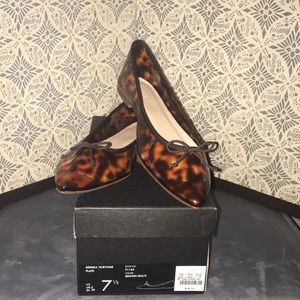 NIB J.Crew Clear Gemma Tortoise Pointy Flat Sz 7.5